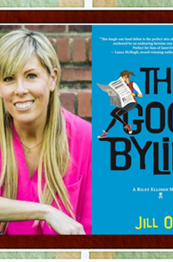 Author Jill Orr with book cover for "The Good Byline"