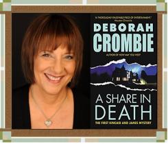 Deborah Crombie and "A Share in Death" cover