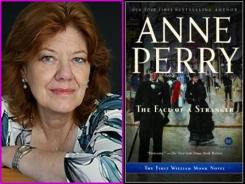 Author Anne Perry with The Face of a Stranger cover